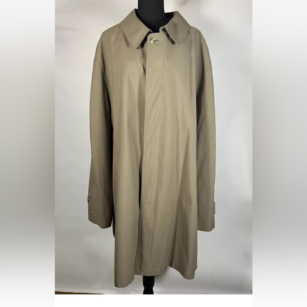 Oleg Cassini Gray Khaki Button Down Trench Coat with Liner (Sz 54)